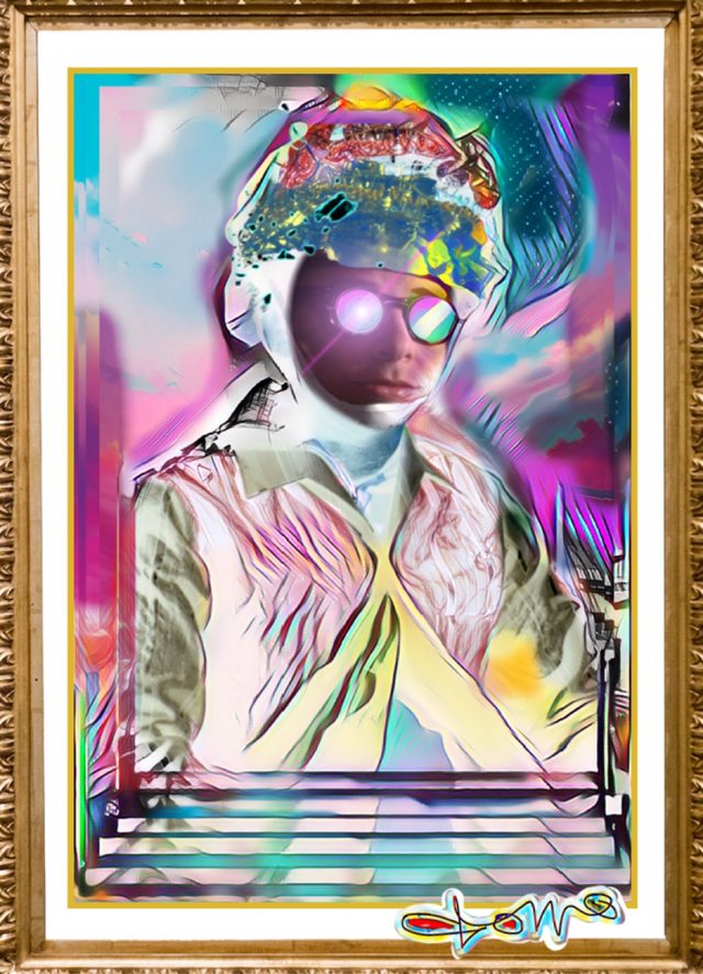 Framed multicolor digital portrait