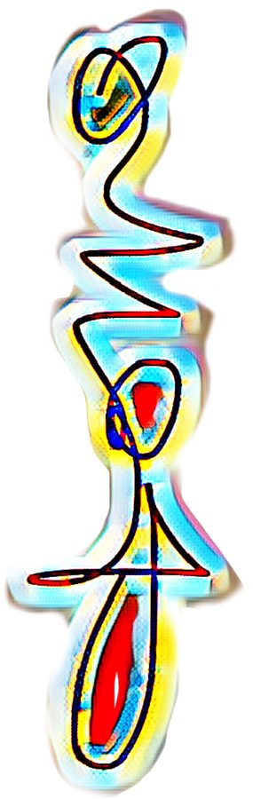 Vertical multicolor SLOW signature rendered digitally