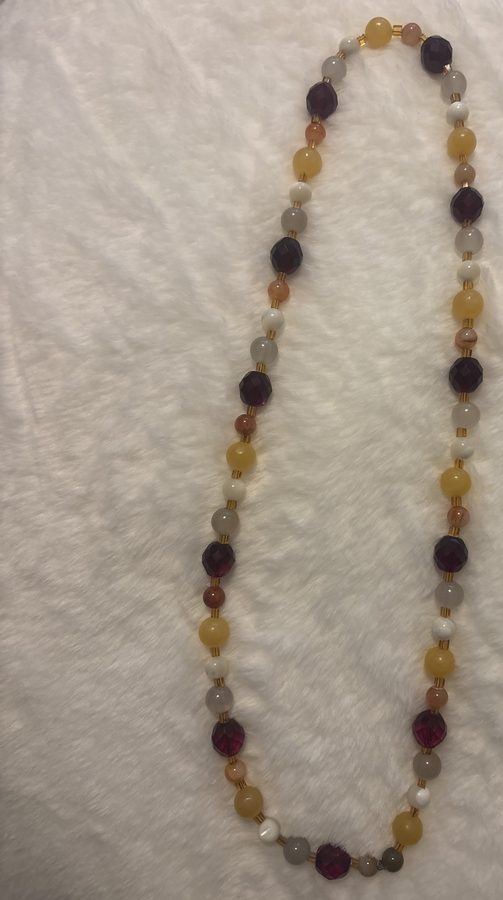 Garnet-toned and gold beaded necklace