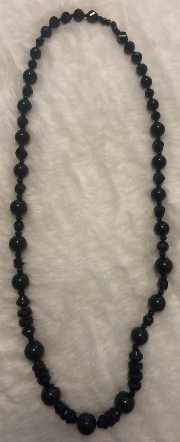 Black onyx and faceted crystal beaded necklace