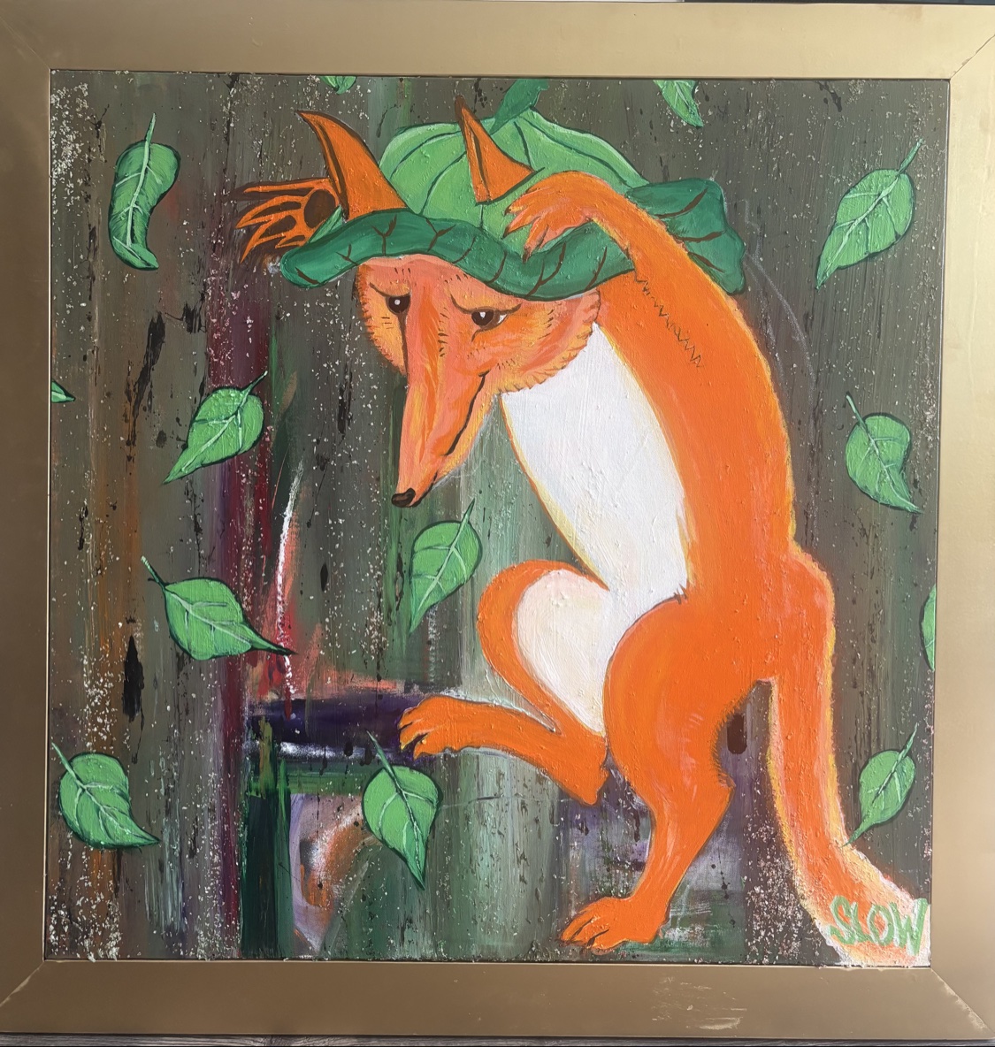 Dancin Fox, a fox wearing a leaf hat