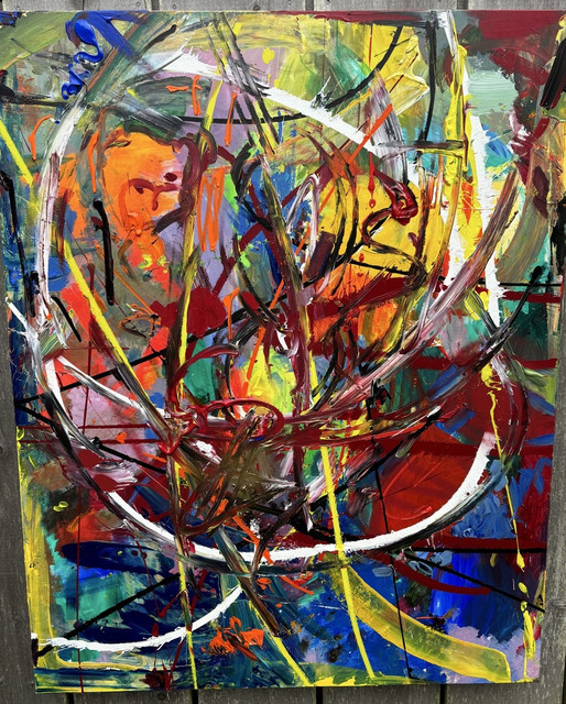 Large gestural abstract painting, a collaboration with Mike Pearson