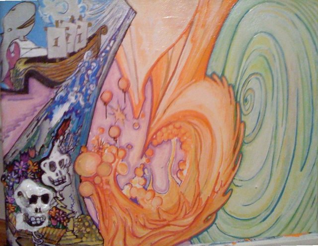 730, a skulls and wave abstract painting