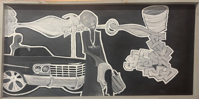 Draw Heat, a black and white street scene with a car